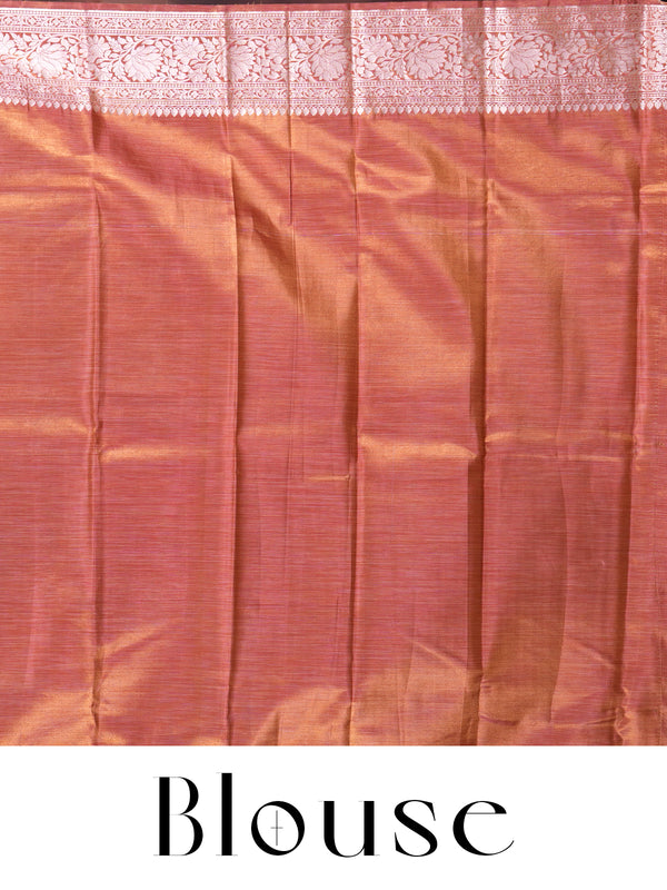 Mustard Yellow and Grey Ikat Saree with Copper-Rose Kanchipuram Pure Mix Saree