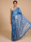 Royal Blue with Blue - Semi Raw Silk Saree