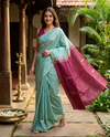 Sea Green and Maroon Banana Silk Sarees