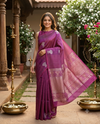 Magenta Pink Pure Soft Silk Saree