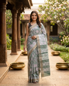 Sage Green and Cream with Forest Green Munthi Dola Silk Saree