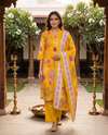 Bright Yellow with Yellow Printed Dupatta Anarkali Kurti Set