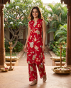Red Co-ord Set With A-Line Cut