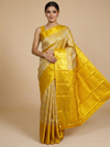 Radiant Mustard Yellow and Off-White Pure Kanjivaram Silk Saree