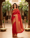 Scarlet Red with Golden Zari Pallu - Pure Kanchipuram Silk Saree