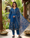 Indigo Blue with Dupatta Anarkali  kurti  Set