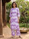 Lavender Floral Cotton  2 piece Kurti Set
