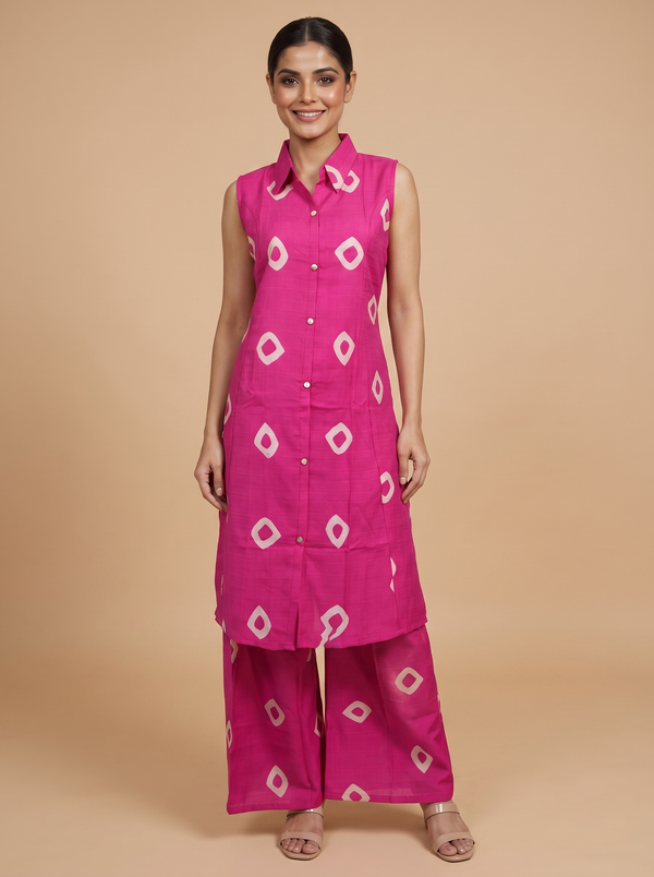 Pink Co-ord Set with A-Line Cut