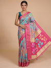 Grey with Rani Pink - Semi Raw Silk Saree