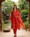Rust Red with Dupatta Anarkali Kurti Set