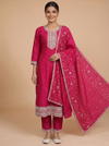 Magenta With Zari Pink  Dupatta Ready Made Salwar Suit
