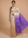 Cream and Purple Banana Silk Sarees