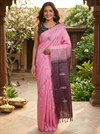 Pink and Maroon Banana Silk Sarees