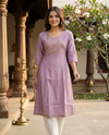 Lavender Zari Embroidered Cotton Anarkali Top