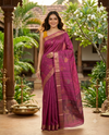 Magenta with Deep Magenta - Semi Tussar Saree