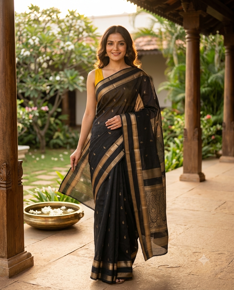 Black with Gold - Pure Kanchipuram Silk Saree