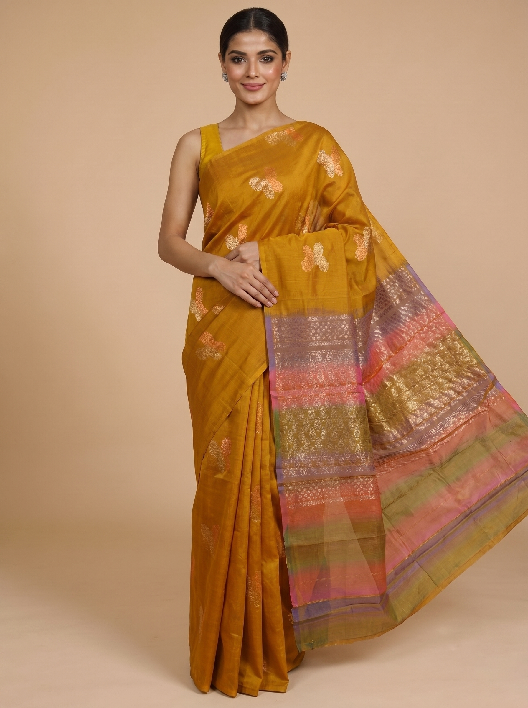 Elegant Mustard Yellow Pure Silk Cotton Saree