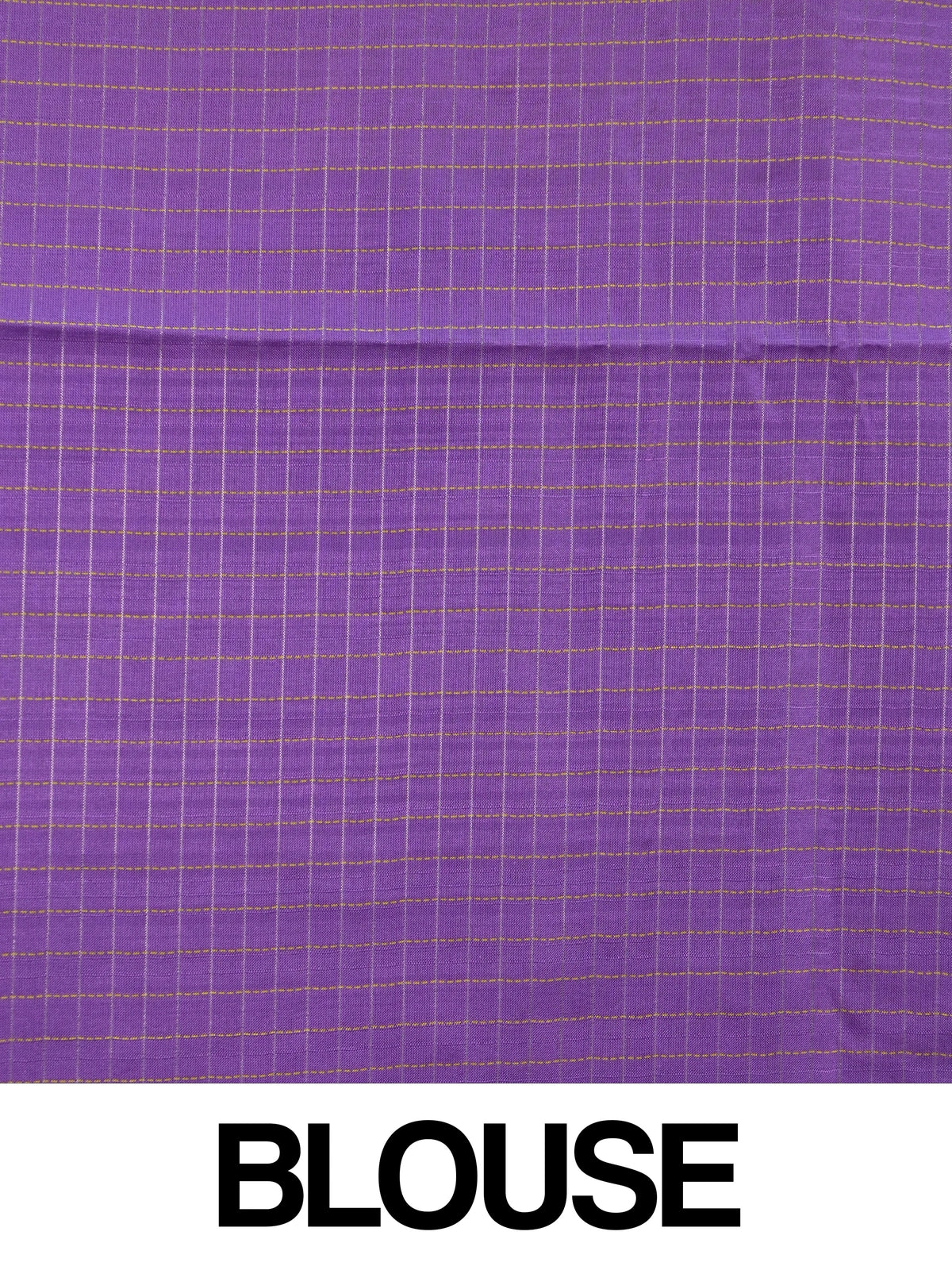 Mustard yellow Dola silk saree with purple contrast border, zari checks and woven pallu