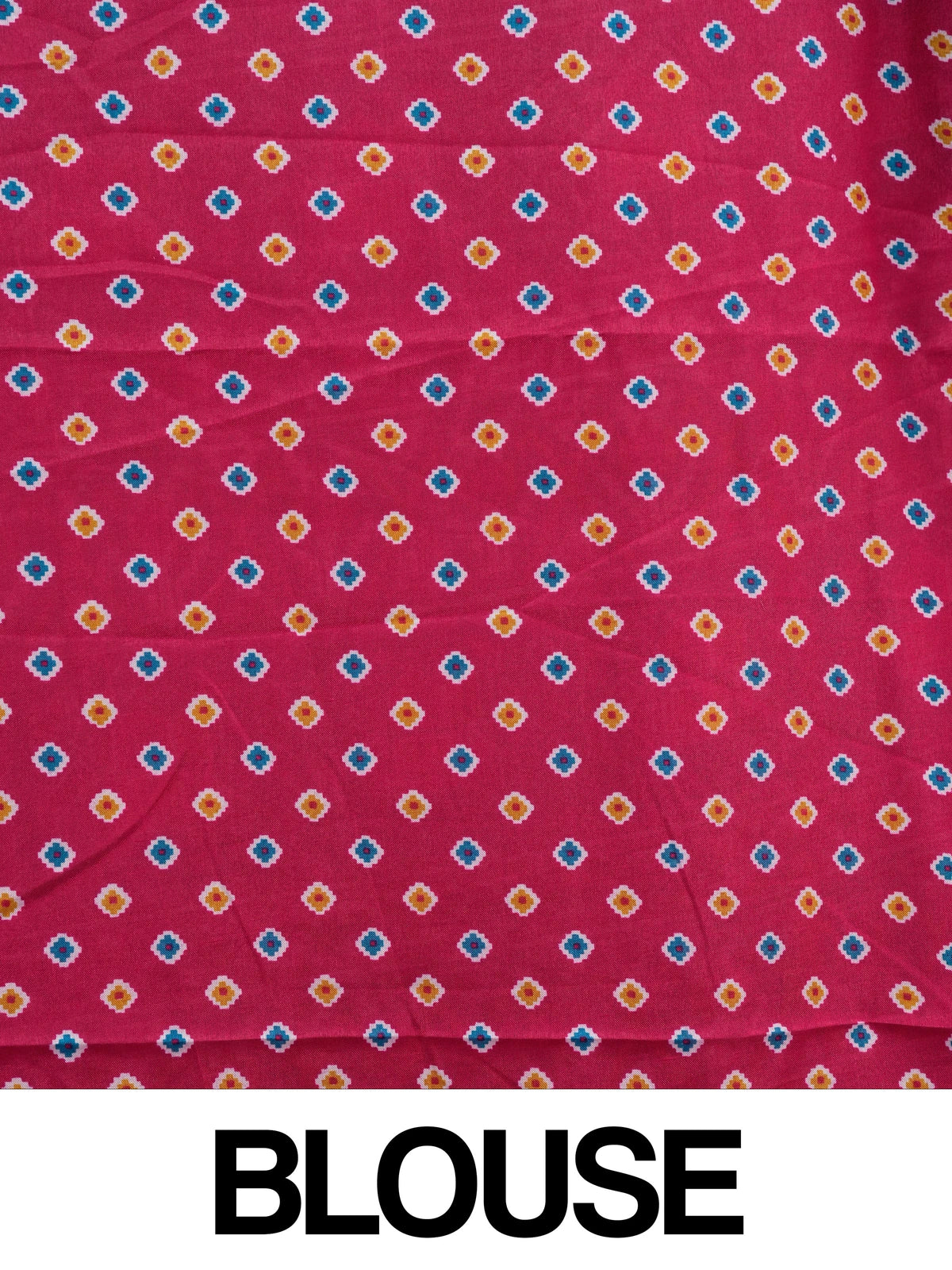 Rani pink linen cotton saree with teal and purple patola elephant border and mirror-work body