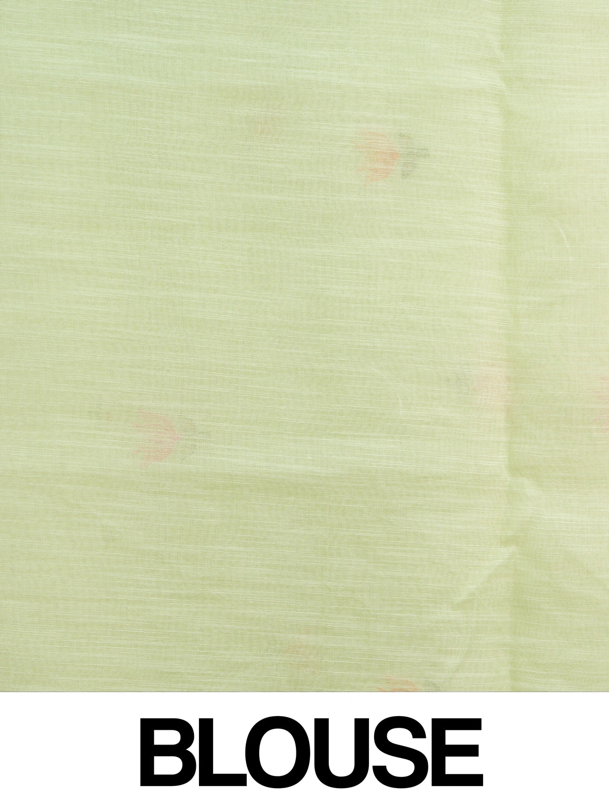 Pastel green linen cotton saree with pink and orange floral embroidery and cream contrast border