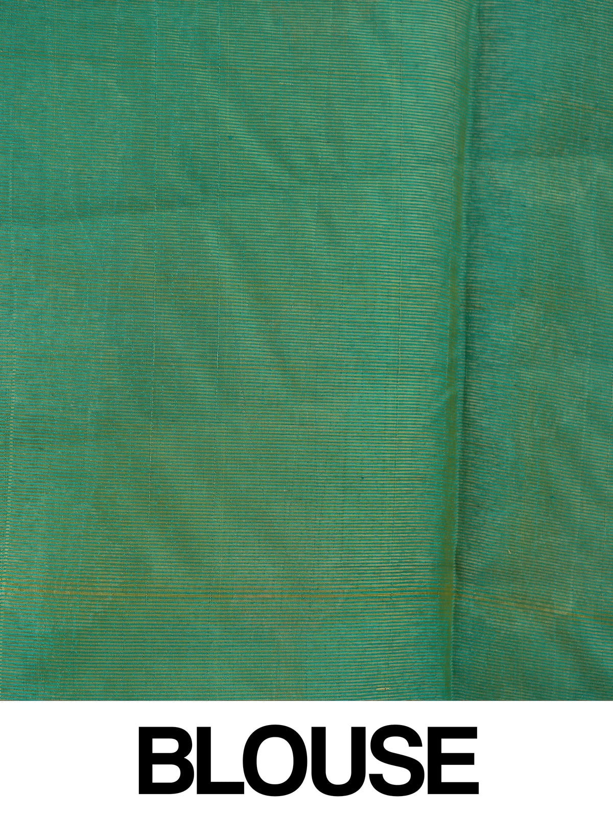 Teal green semi tussar saree with gold zari floral buttas and contrast zari border
