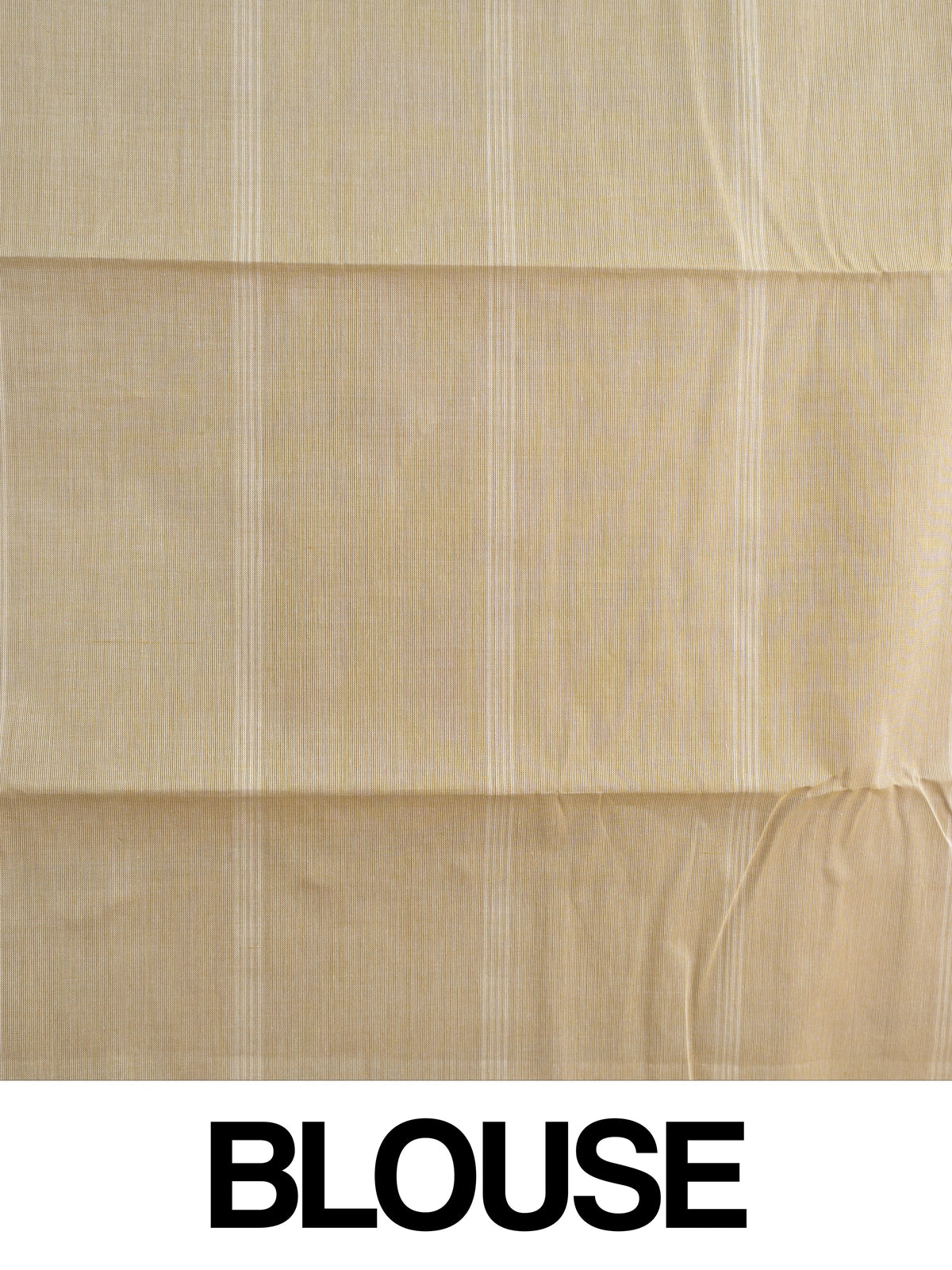 Beige and grey checked silk cotton saree with striped pallu and matching blouse