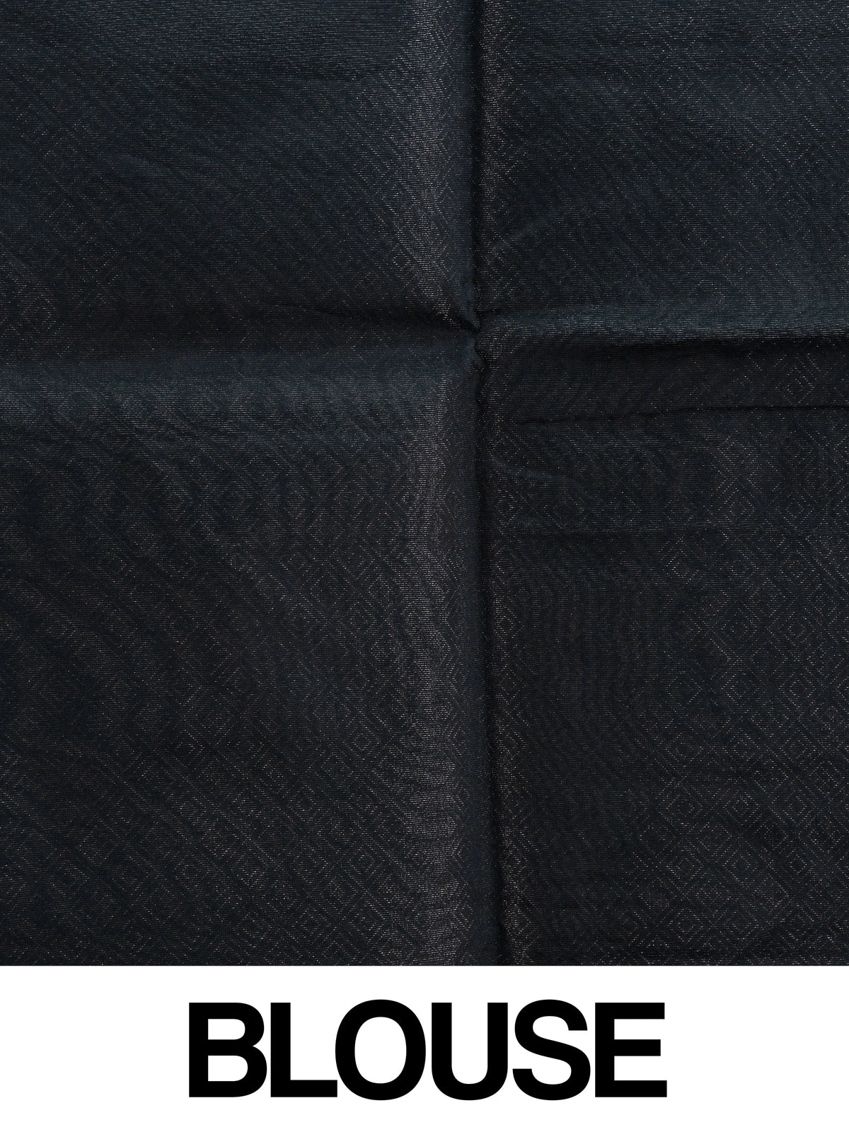 Black silk cotton saree with silver zari floral buttas and diamond-woven contrast pallu and border