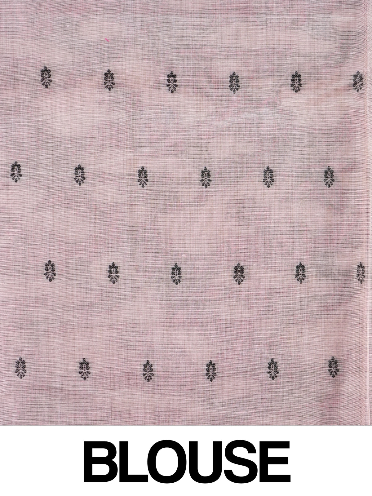 Mauve pink floral printed linen cotton saree with pink and black all-over floral jaal and matching printed border