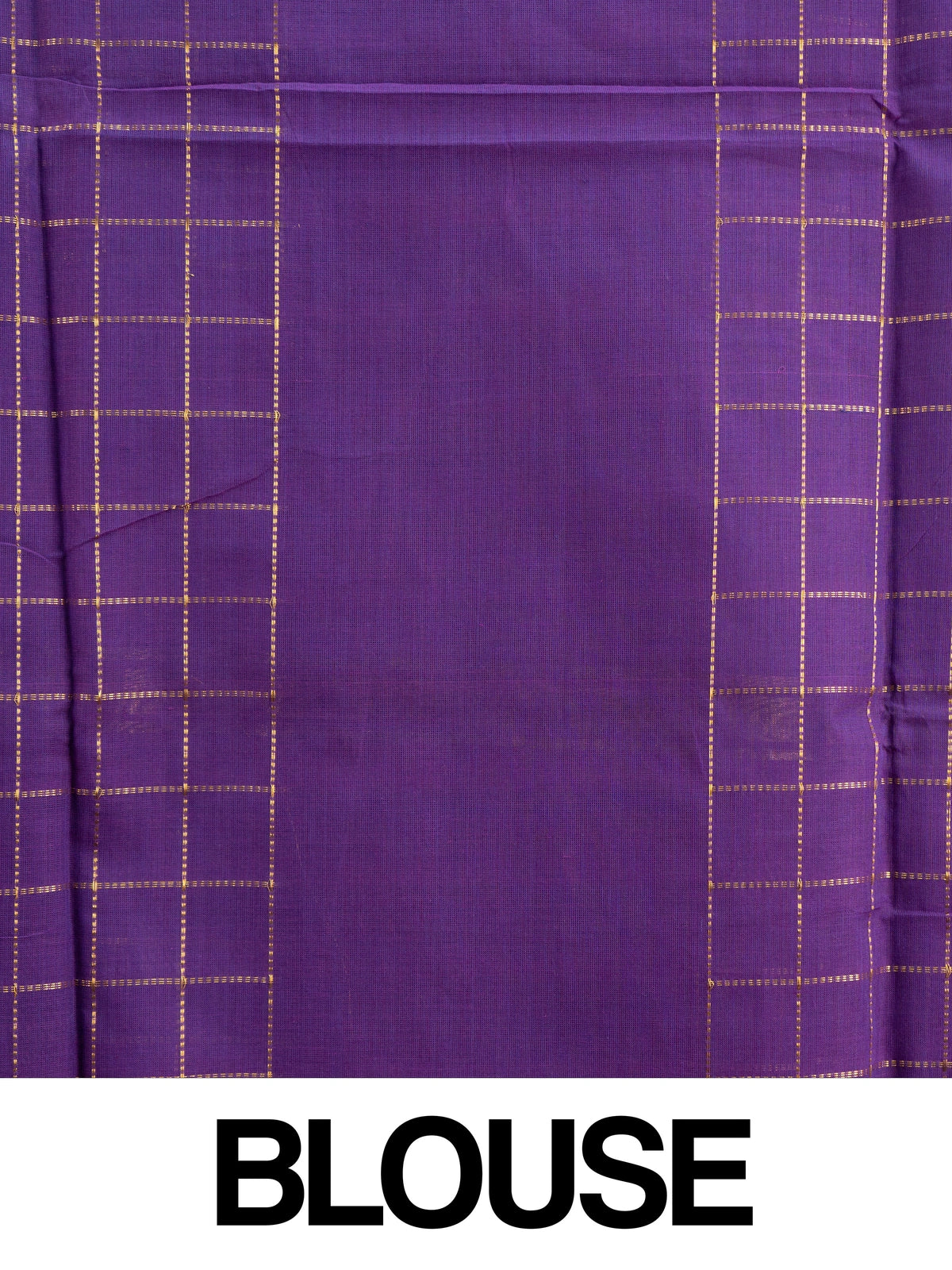 Purple Chettinad cotton saree with gold zari checks and contrast mustard zari border