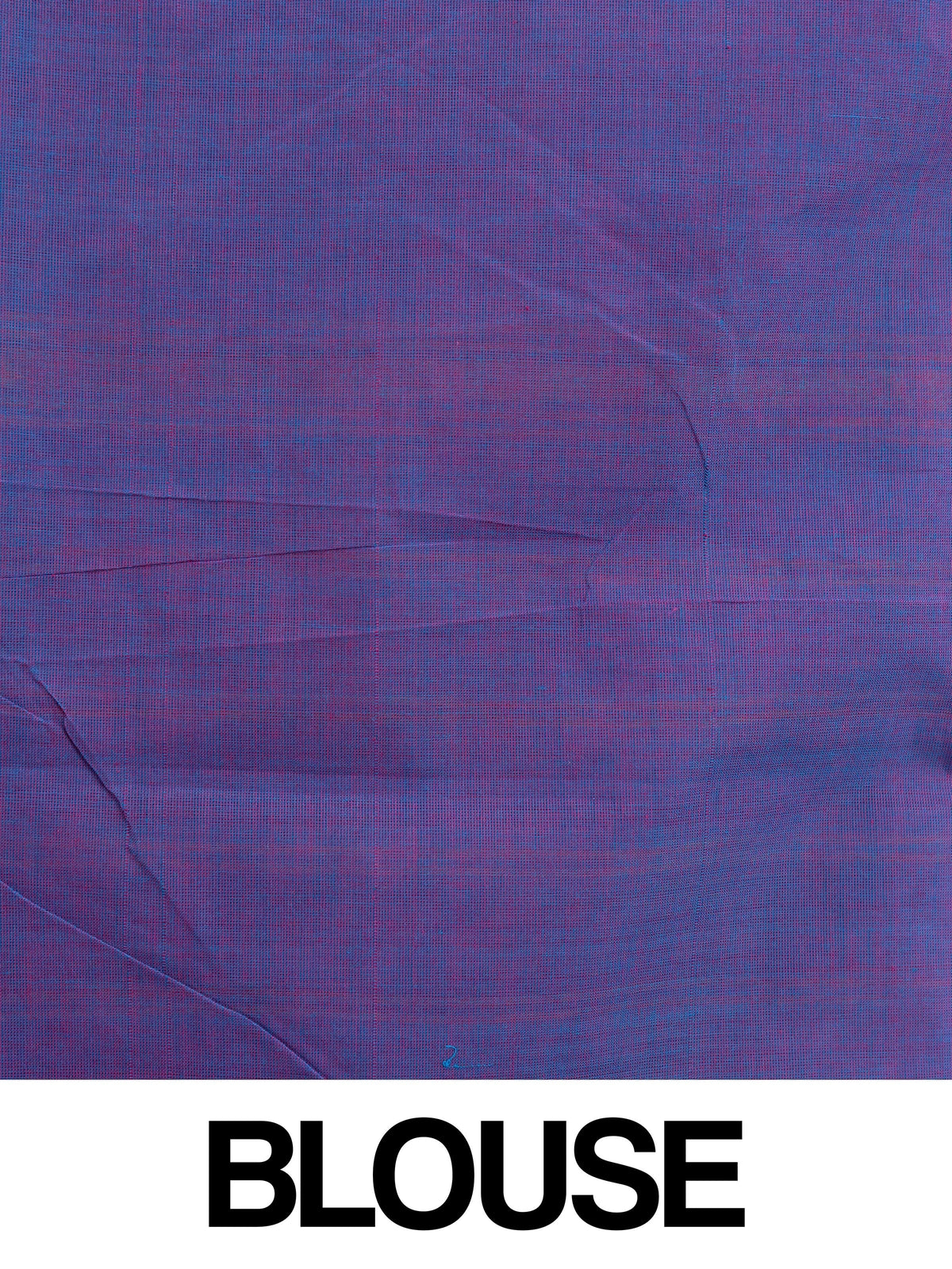 Royal blue Chettinad cotton saree with checked body, floral buttas and contrast purple striped pallu