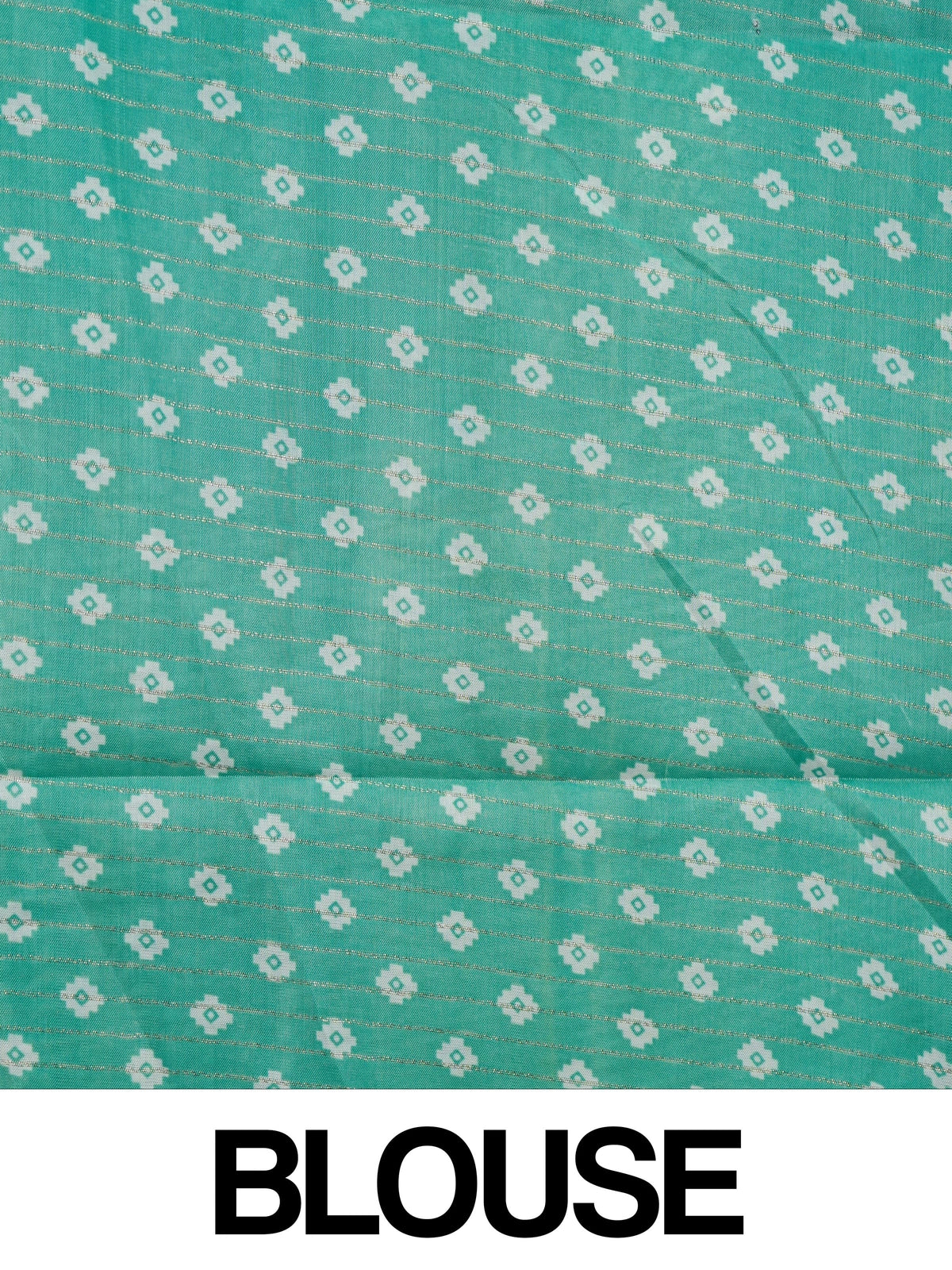 Sea green designer saree with gold zari chevron print, tree-motif pallu and contrast yellow blouse