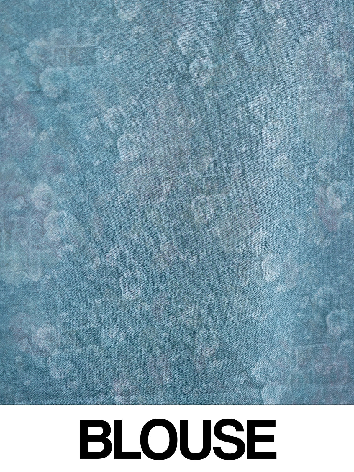 Steel blue designer saree with pink vintage floral print and zari border