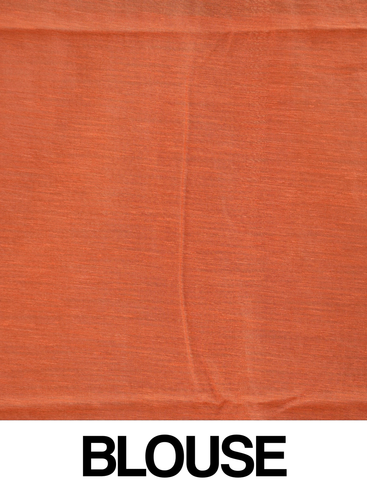 Orange semi tussar saree with gold zari border and geometric patterned body