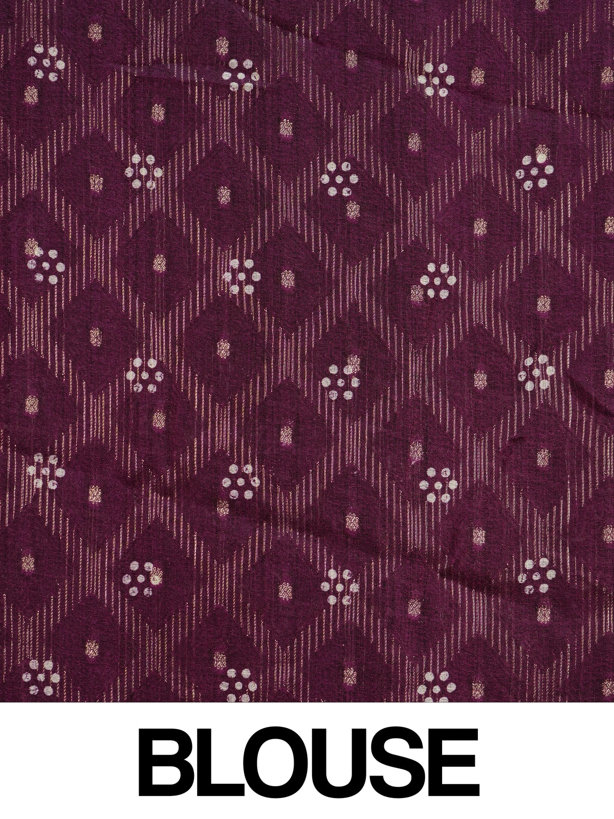 Wine purple art silk designer saree with floral prints, gold zari buttis and contrast zari border