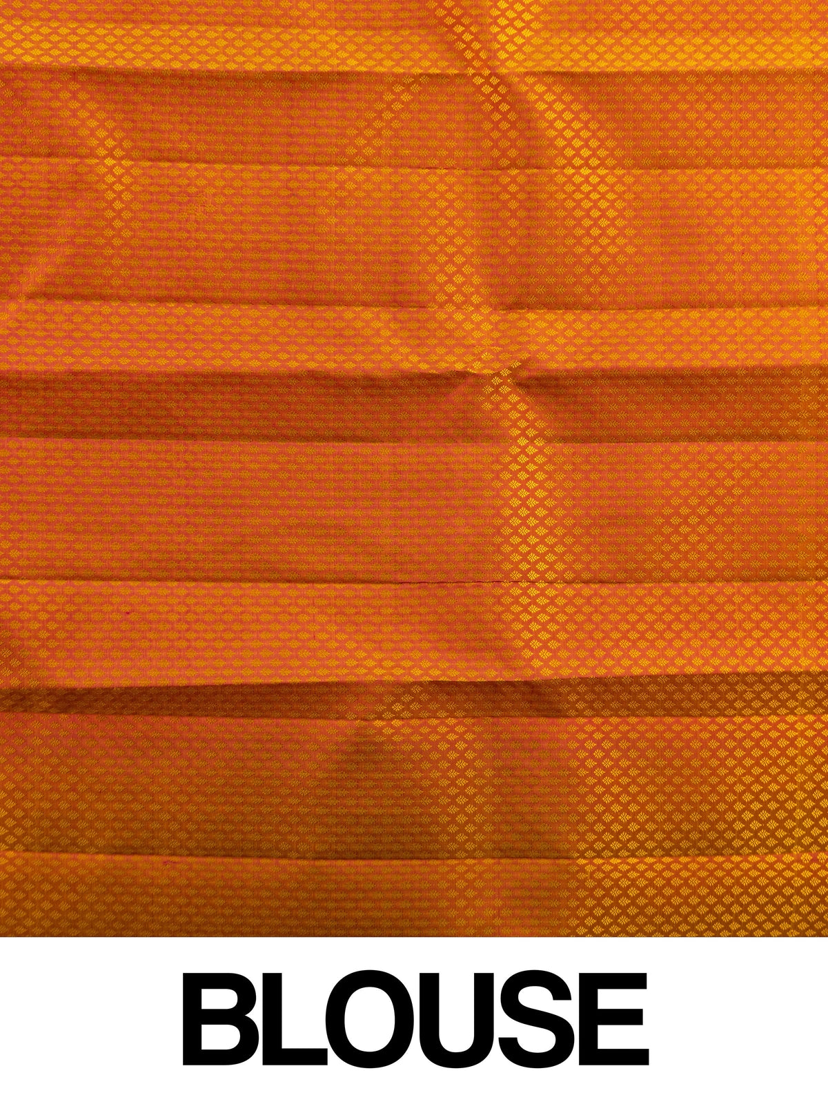 Lime green pure Kanchipuram silk saree with contrast orange gold zari border and pallu