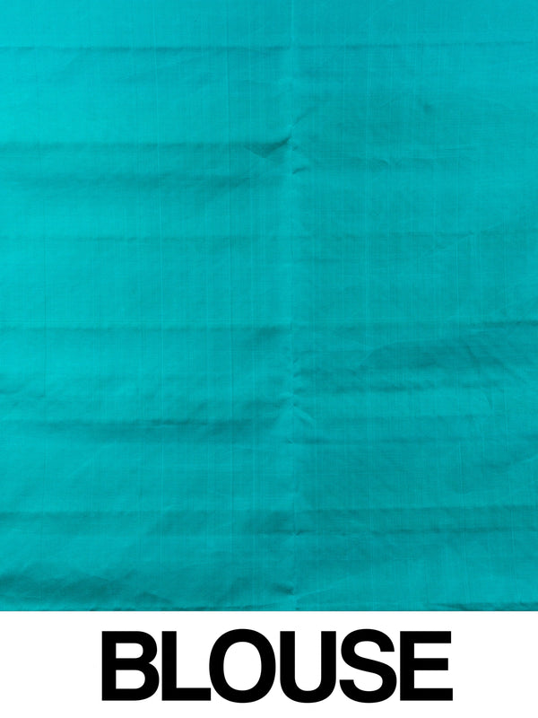 Lime Green and Teal Blue Soft Silk Saree