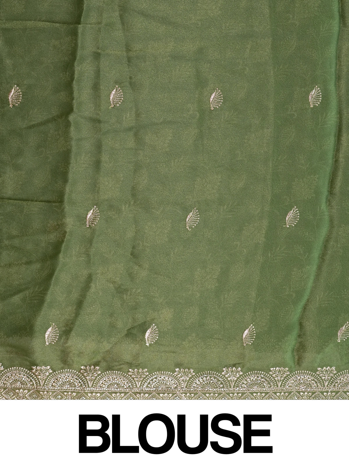 Mehendi green designer saree with gold floral zari embroidery and contrast yellow blouse
