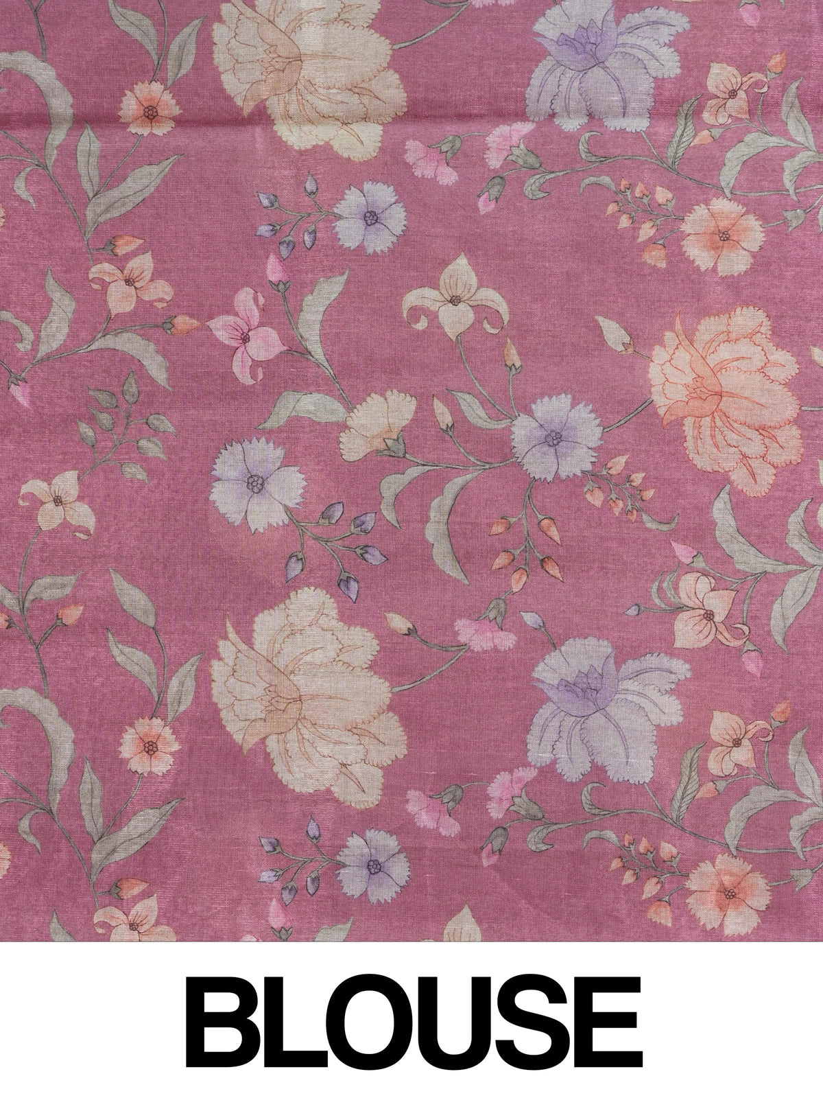 Rose pink designer saree with bandhani-effect texture, gold zari floral buttas and a zari tissue border