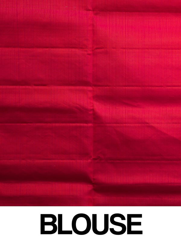 Cream soft silk saree with contrast red zari border and woven zari pallu