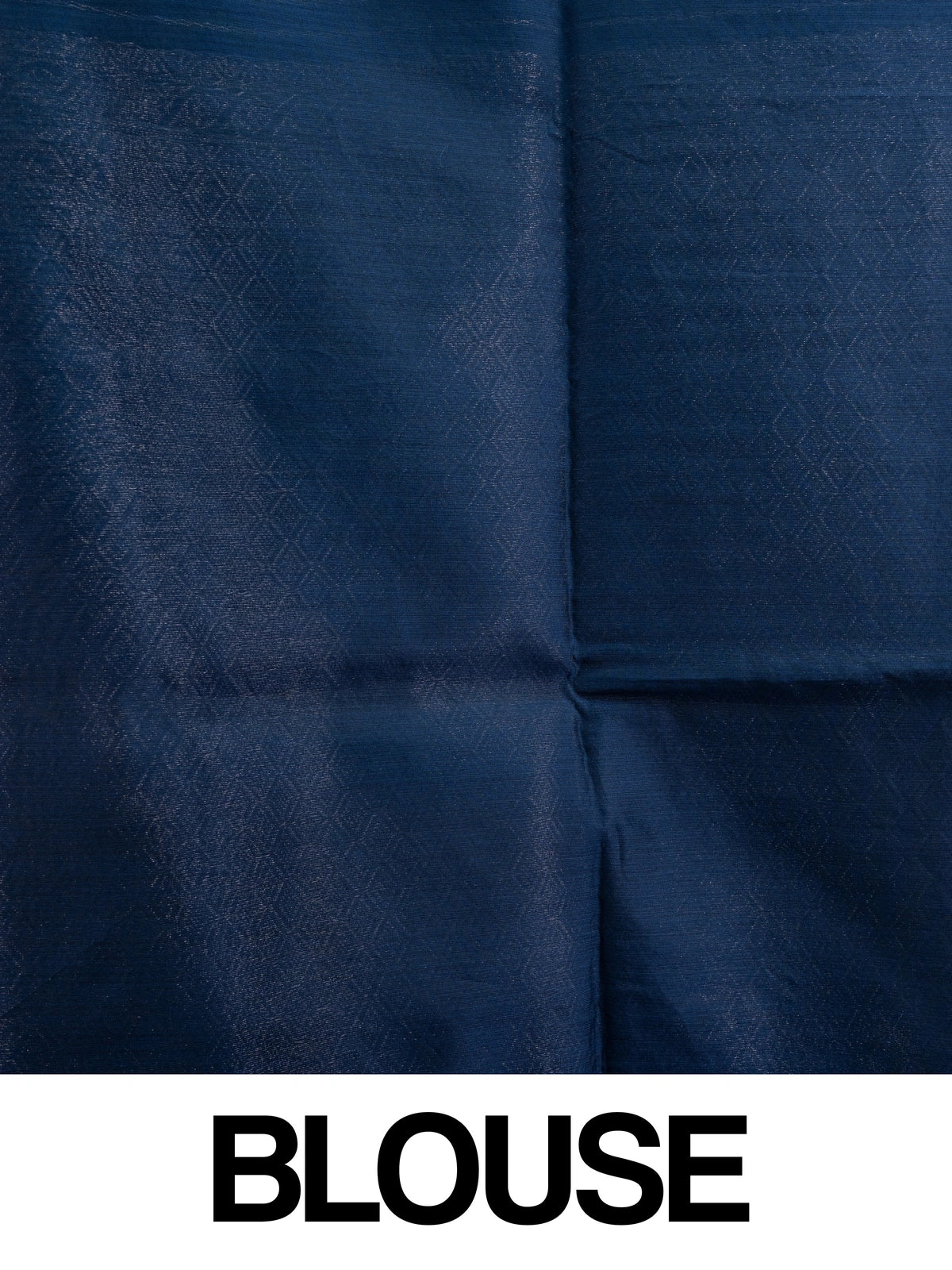 Navy blue silk cotton saree with silver zari stripes, buttis and ornate zari border
