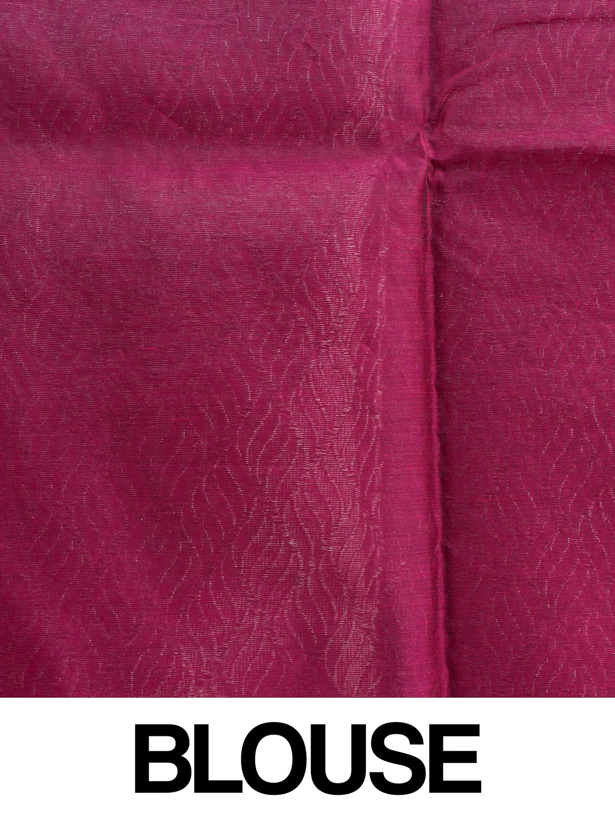 Green silk cotton saree with silver zari stripes and contrast magenta zari border and pallu
