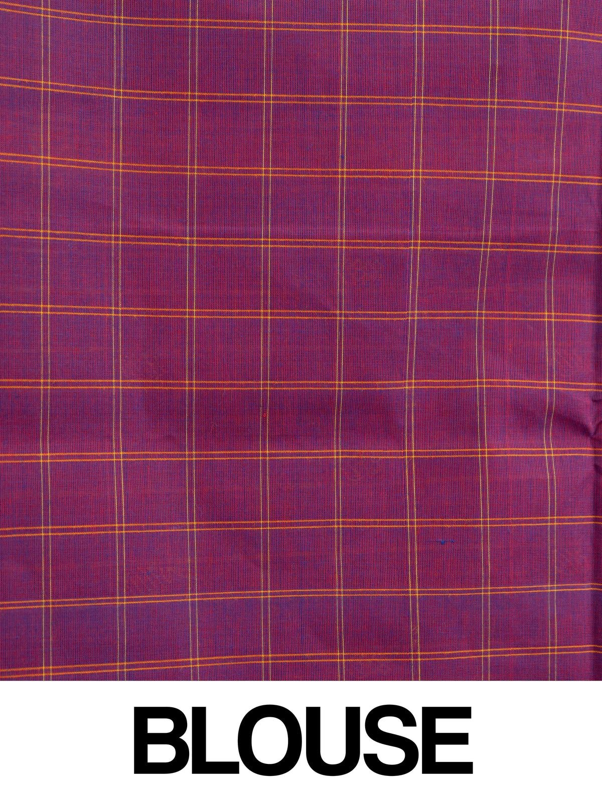 Purple Chettinad cotton saree with blue gold zari contrast border and yellow paisley buttas