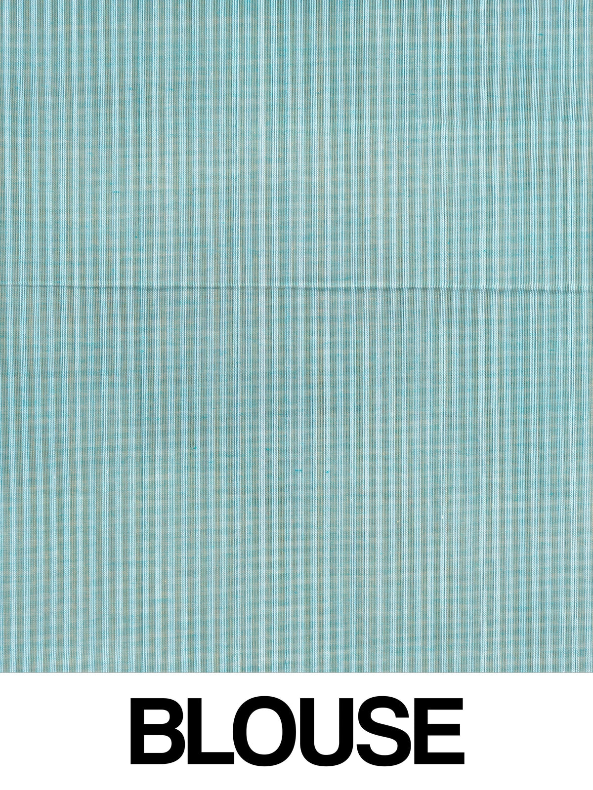 Aqua blue and teal checked silk cotton saree with contrast woven paisley and floral pallu