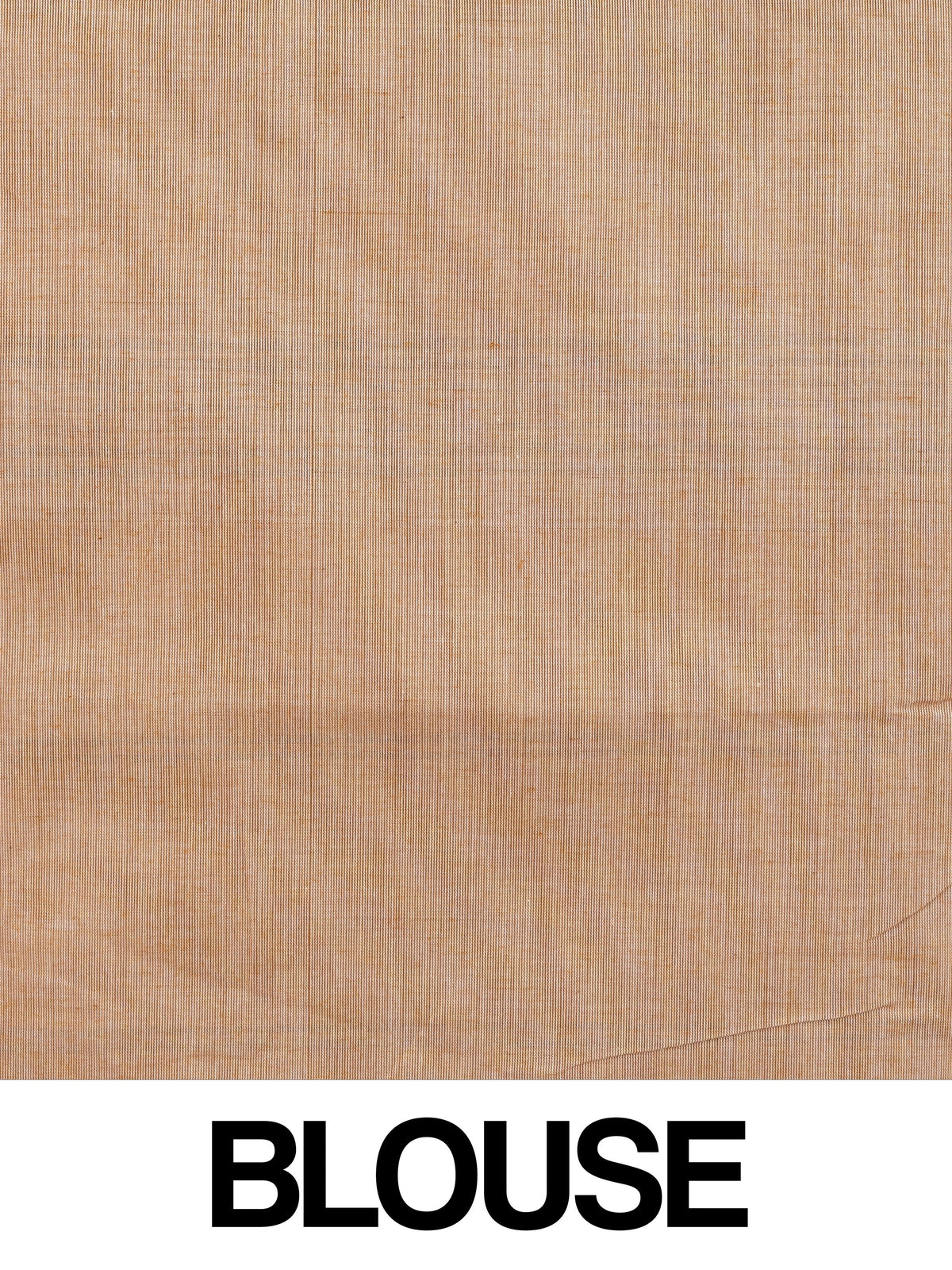 Beige Chettinad cotton saree with dark brown and gold zari peacock motif border