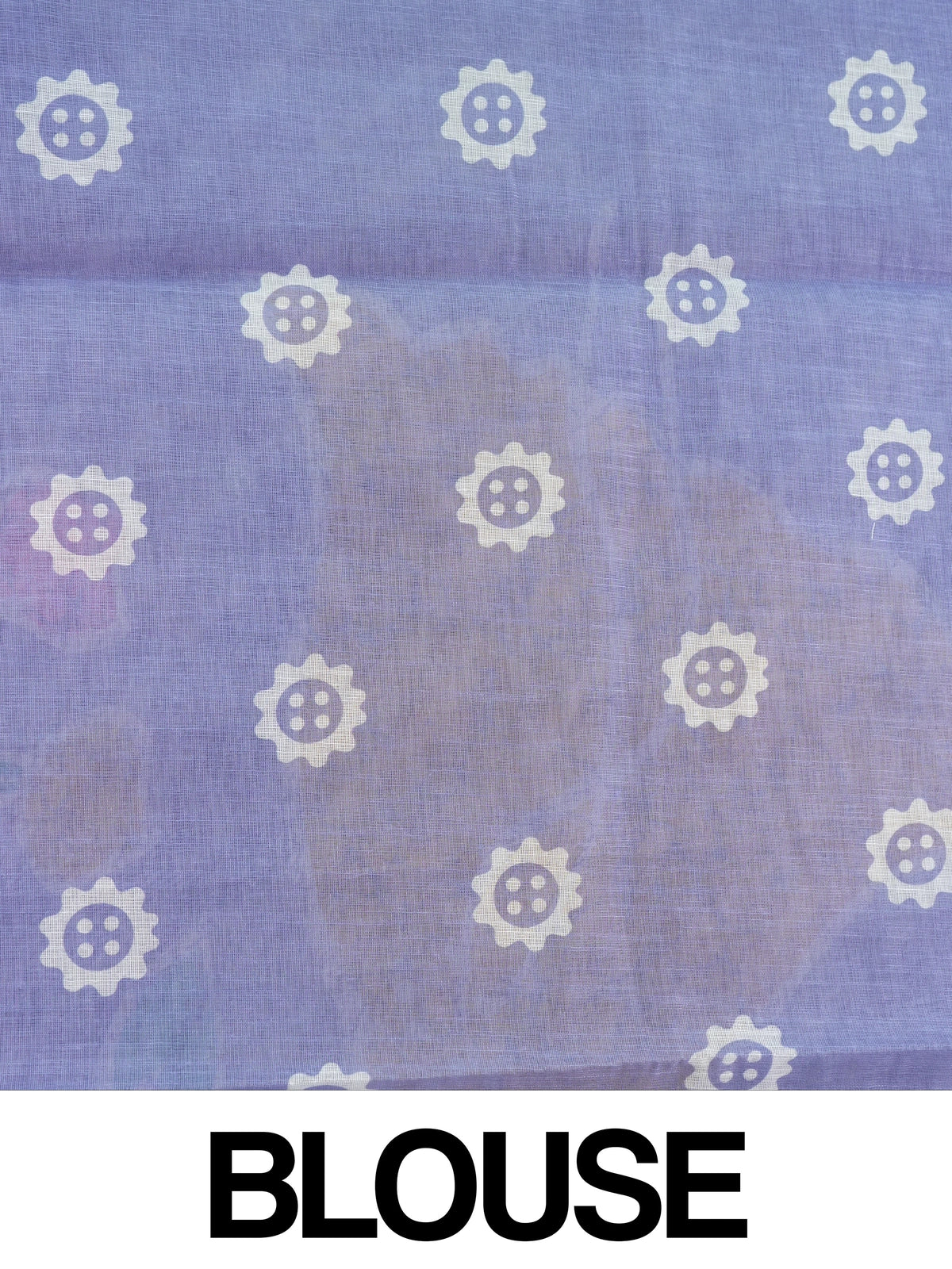 Lavender linen cotton saree with white leheriya batik stripes, multicolour floral batik pallu and golden zari border