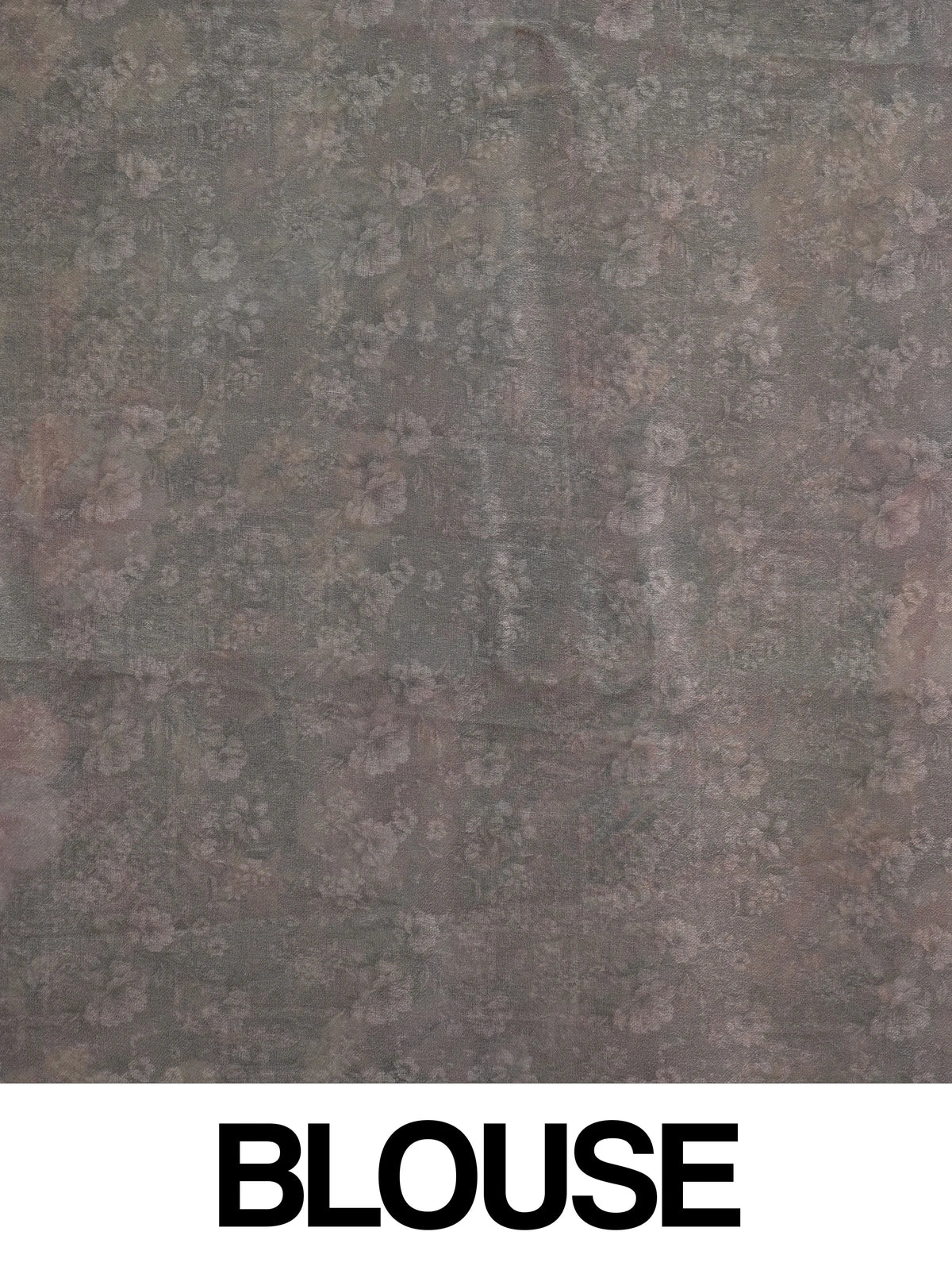 Grey organza designer saree with multicoloured floral print and gold zari border