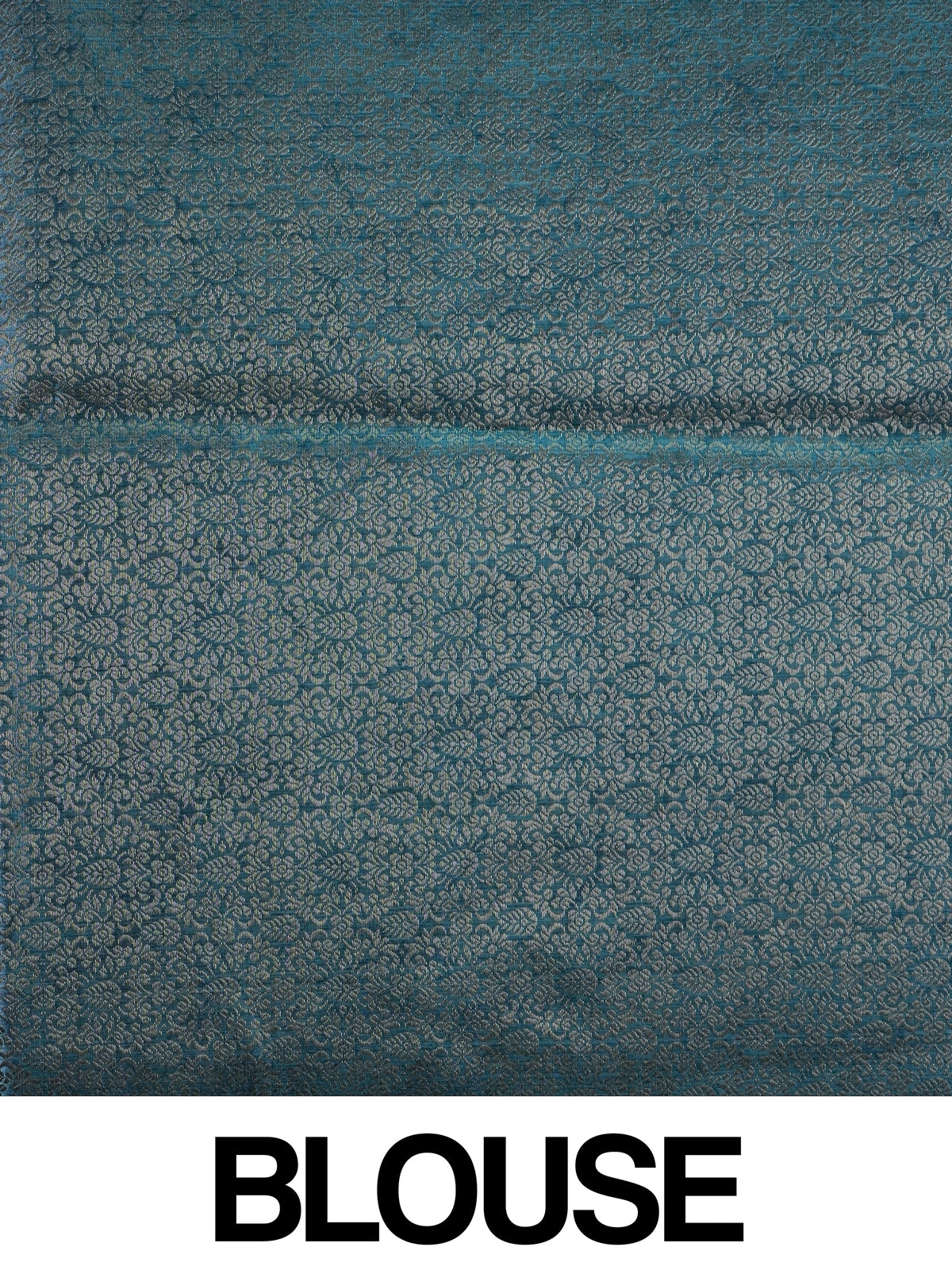 Teal blue semi tussar saree with multicolour floral print and silver zari border