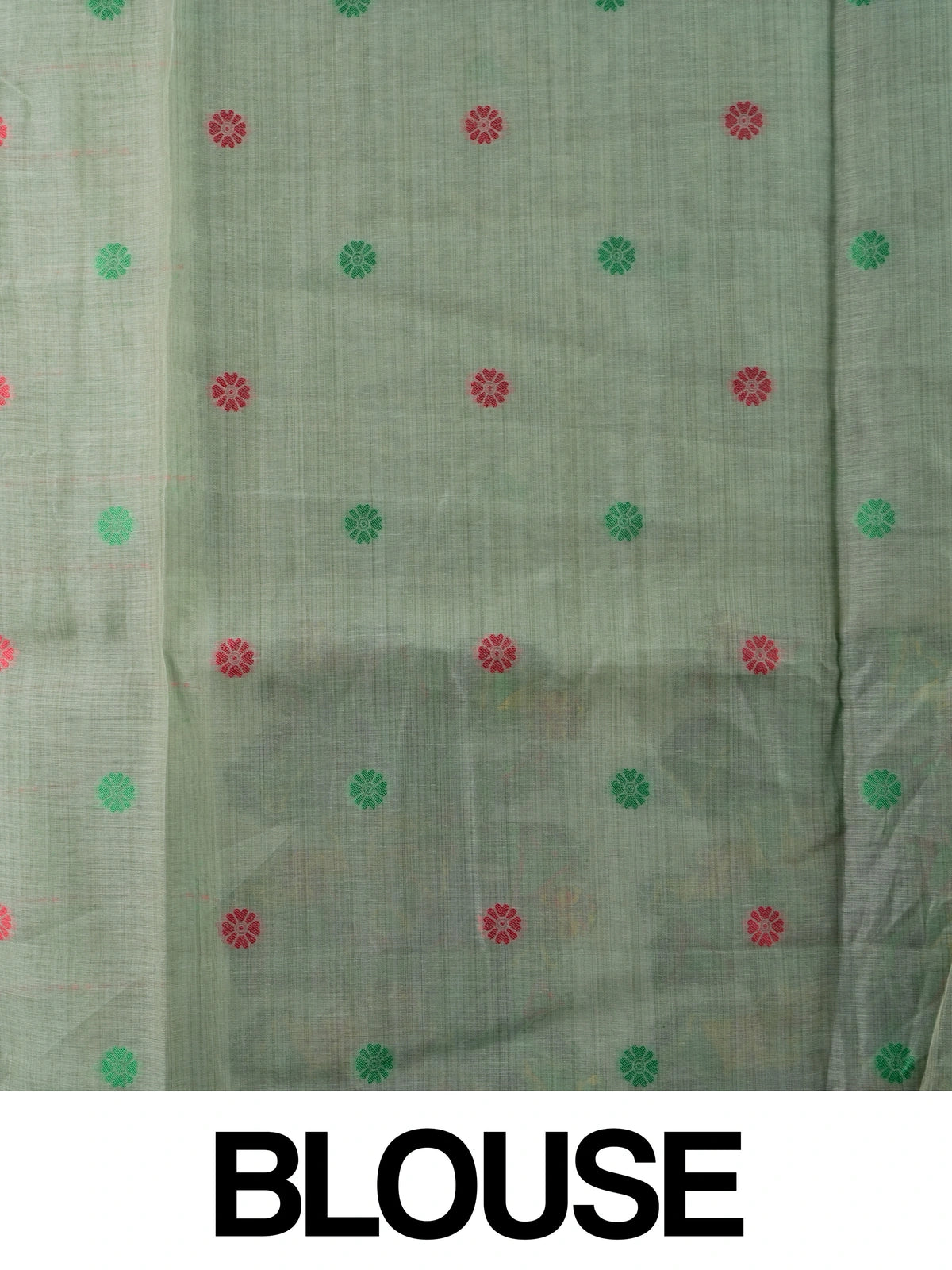 Sage green linen cotton saree with ikat-style motifs and Madhubani bird pallu