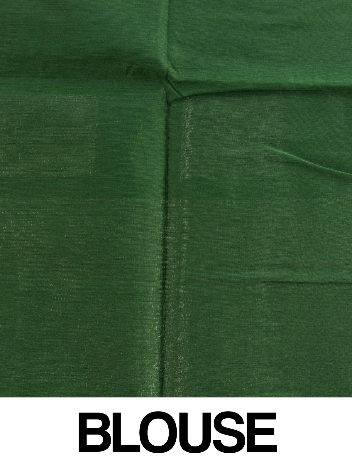 Green silk cotton saree with silver zari square buttas and temple-triangle border