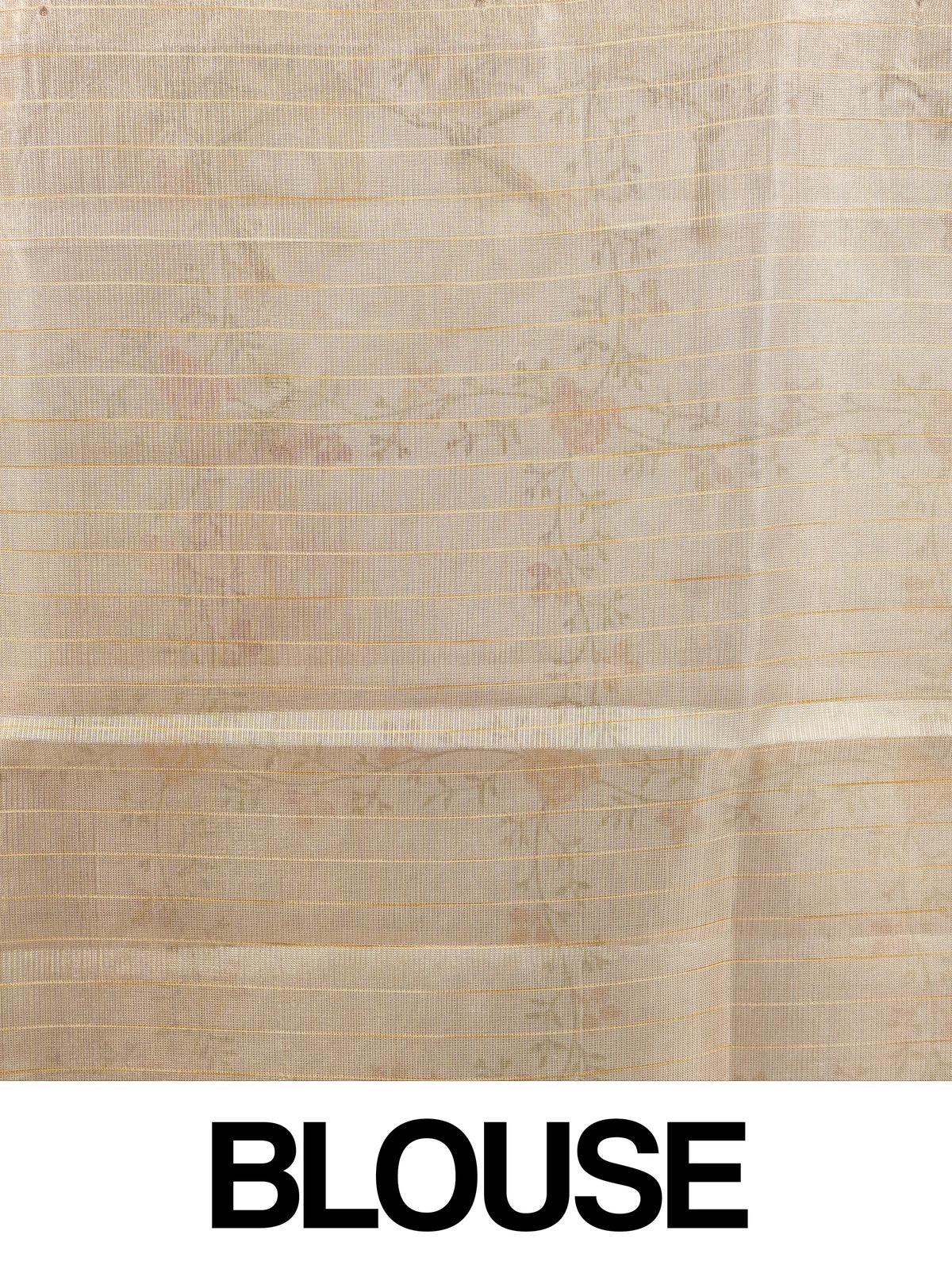 Beige and pink semi raw silk saree with floral embroidery and contrast gold zari border